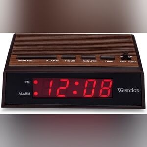 Vintage Wesclox L Digital Alarm Wood Grain Clock